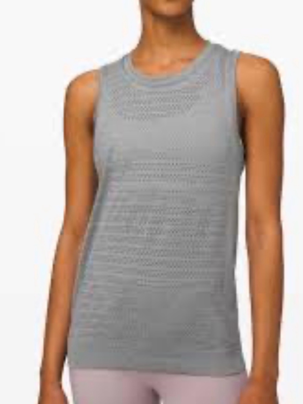 Lululemon Breeze By Muscle Tank II Squad Gray Silverescent Mesh Tank Sz 10/12